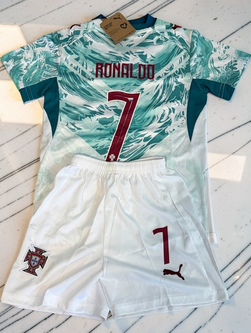 Ronaldo Portugal 2026 Away Kids Soccer Kit Jersey Shorts CR7 #7